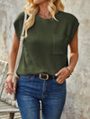 Explore More Collection - Pocketed Round Neck Knit Top