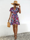 Explore More Collection - Printed Surplice Tie Waist Mini Dress