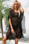 Explore More Collection - Double Take Openwork Lace Up Side Knit Cover Up