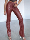 Explore More Collection - Leather High Waist Straight Pants