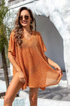 Explore More Collection - Openwork Slit Scoop Neck Cover Up