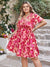 Explore More Collection - Plus Size Printed V-Neck Flutter Sleeve Dress