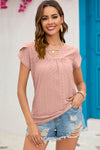 Explore More Collection - Eyelet Round Neck Short Sleeve T-Shirt