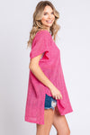 Explore More Collection - GeeGee Short Sleeve Side Slit Knit Cover Up Dress