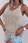 Explore More Collection - Fringe V-Neck Knit Tank