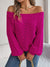 Explore More Collection - Openwork Off-Shoulder Long Sleeve Sweater