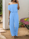 Explore More Collection - Off-Shoulder Wide Leg Jumpsuit