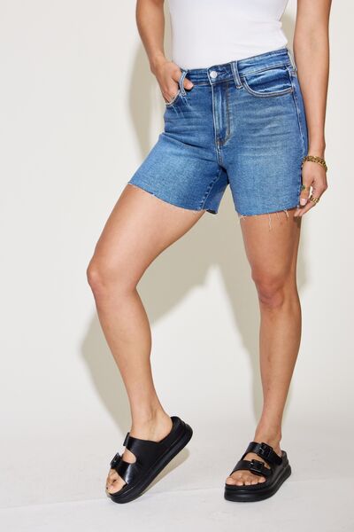 Explore More Collection - Judy Blue Full Size High Waist Slim Denim Shorts