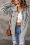 Explore More Collection - Fuzzy Button Up Pocketed Jacket