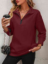 Explore More Collection - Zip-Up Dropped Shoulder Sweatshirt