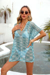 Explore More Collection - Openwork V-Neck Half Sleeve Cover Up