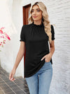 Explore More Collection - Frill Mock Neck Flounce Sleeve Blouse