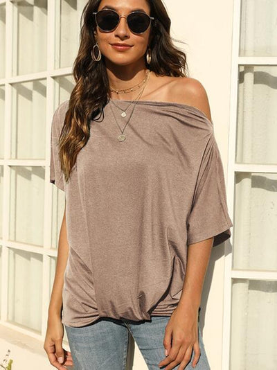 Explore More Collection - One Shoulder Short Sleeve T-Shirt