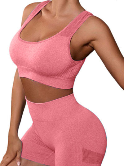 Explore More Collection - Cutout Scoop Neck Tank and Shorts Active Set