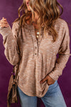 Explore More Collection - Half Button Dropped Shoulder Long Sleeve T-Shirt