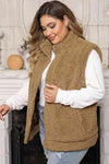 Explore More Collection - Plus Size Collared Neck Open Front Sweater Vest