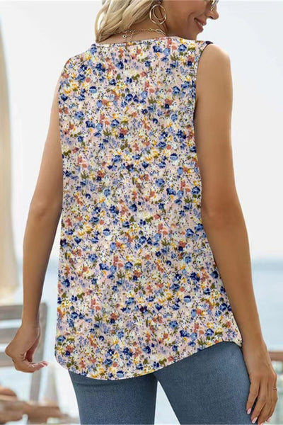 Explore More Collection - Printed Square Neck Curved Hem Tank