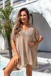 Explore More Collection - Openwork Slit Scoop Neck Cover Up