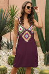 Explore More Collection - Geometric V-Neck Spaghetti Strap Cover Up Dress