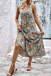 Explore More Collection - Floral V-Neck Tiered Sleeveless Dress