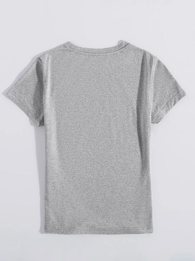 Explore More Collection - Sequin Heart Round Neck Short Sleeve T-Shirt