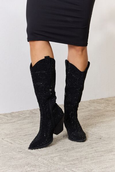 Explore More Collection - Forever Link Rhinestone Knee High Cowboy Boots