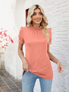 Explore More Collection - Frill Mock Neck Flounce Sleeve Blouse