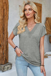 Explore More Collection - V-Neck Petal Sleeve T-Shirt