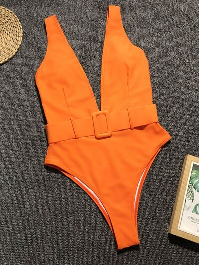 Explore More Collection - Plunge Wide Strap Sleeveless One-Piece Swimwear