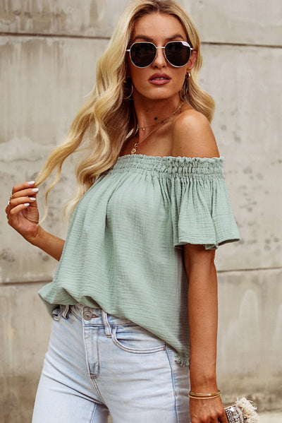 Explore More  Collection - Off-Shoulder Short Sleeve Blouse