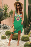 Explore More Collection - Geometric V-Neck Spaghetti Strap Cover Up Dress