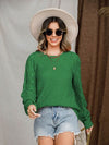 Explore More Collection - Openwork Round Neck Raglan Sleeve Sweater