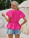 Explore More Collection - Ruffled V-Neck Peplum Blouse