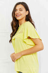 Explore More Collection - Culture Code Ready To Go Full Size Lace Embroidered Top in Yellow Mousse