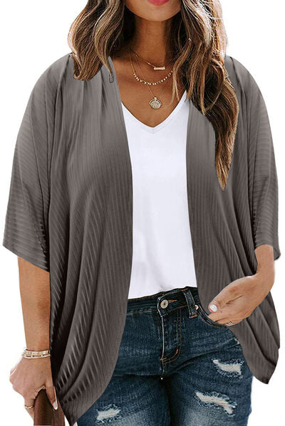 Explore More Collection - Plus Size Ribbed Cocoon Cover Up