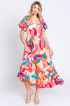 Explore More Collection - GeeGee Full Size Printed Smocked Back Tiered Maxi Dress