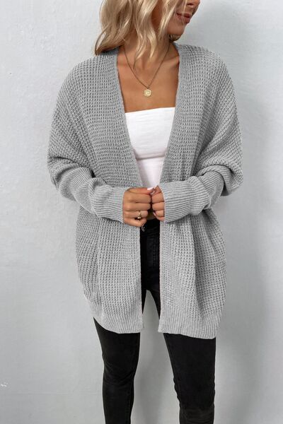 Explore More Collection - Open Front Dropped Shoulder Cardigan