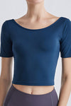 Explore More Collection - Cutout Backless Round Neck Active T-Shirt