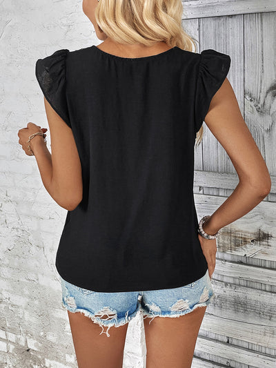 Explore More  Collection - Ruffled V-Neck Tank