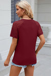 Explore More Collection - Openwork Round Neck Short Sleeve T-Shirt