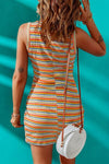 Explore More Collection - Cutout Striped Round Neck Sleeveless Dress