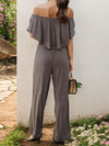 Explore More Collection - Off-Shoulder Wide Leg Jumpsuit