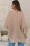 Explore More Collection - Open Front Slit Long Sleeve Cardigan