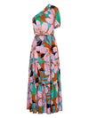 Explore More Collection - Printed One Shoulder Puff Sleeve Dress