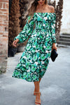 Explore More Collection - Printed Balloon Sleeve Midi Dress