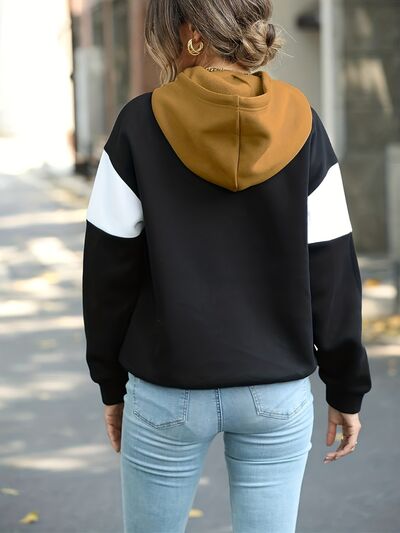 Explore More Collection - Contrast Drawstring Dropped Shoulder Hoodie