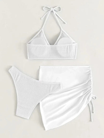 Explore More  Collection - Tied Halter Neck Three-Piece Swim Set