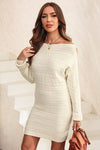 Explore More Collection - Cable-Knit Boat Neck Sweater Dress