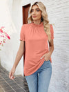 Explore More Collection - Frill Mock Neck Flounce Sleeve Blouse