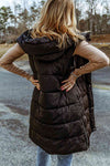 Explore More Collection - Longline Hooded Sleeveless Puffer Vest